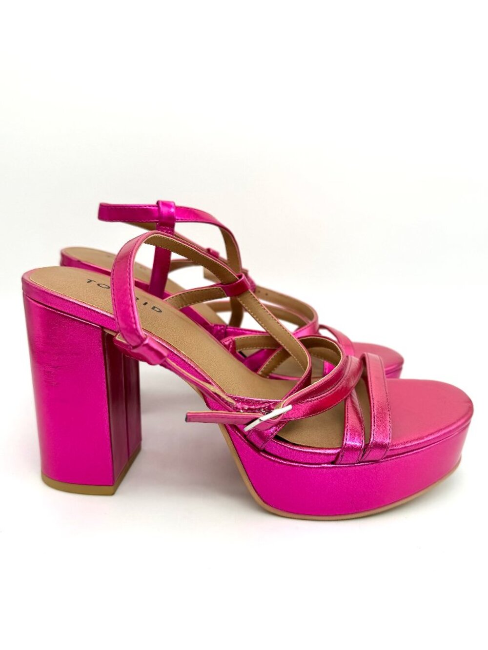 Torrid Hot Pink Metallic Chunky Heels - Size 8WW
